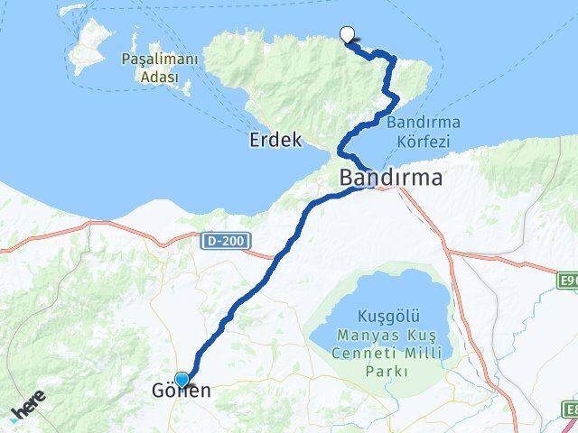 Balıkesir Gönen Ballıpınar Erdek Arası Kaç Km - Yol Haritası