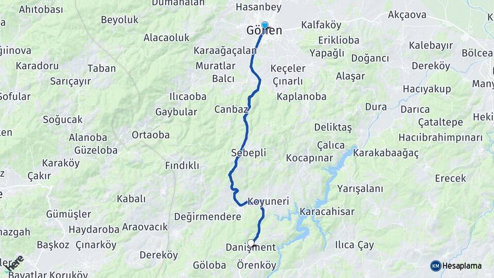 Balıkesir Gönen Danişment Balya Arası Kaç Km - Yol Haritası