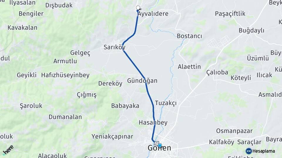 Balıkesir Gönen Ulukır Gönen Arası Kaç Km - Yol Haritası