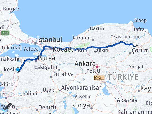Balıkesir Gümüşhacıköy Amasya Arası Kaç Km - Yol Haritası