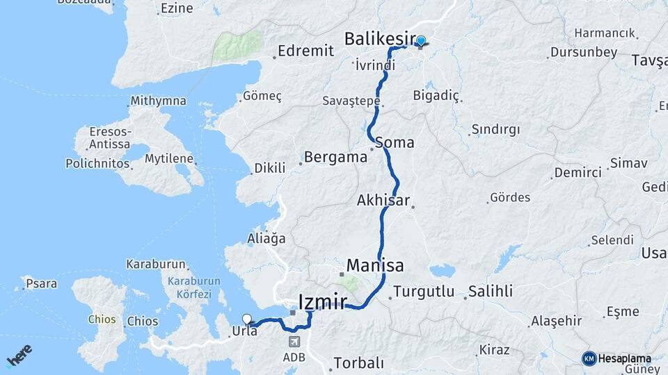 Balıkesir Güzelbahçe Arası Kaç Km - Yol Tarifi