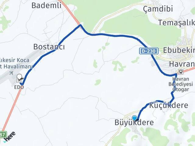 Büyükdere Koca Seyit Havalimanı Arası Kaç Km - Yol Tarifi