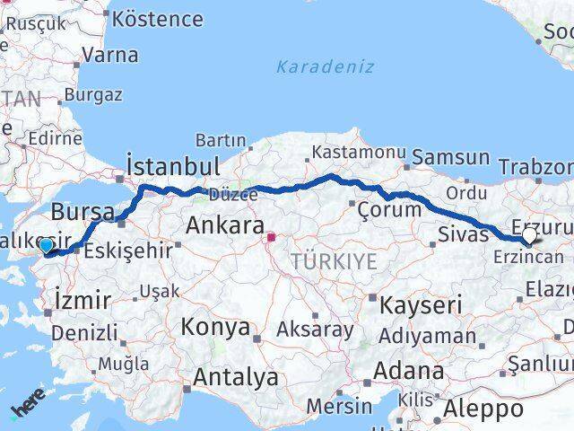 Havran Erzincan Arası Kaç Km - Yol Tarifi