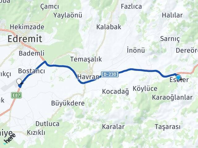 Eseler Koca Seyit Havalimanı Arası Kaç Km - Yol Tarifi