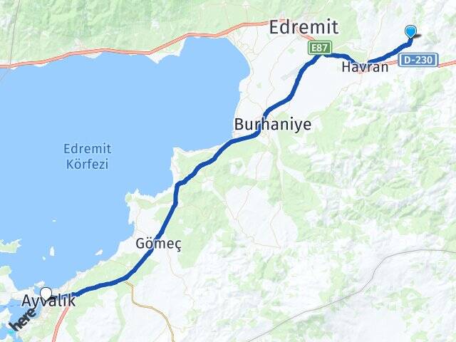 İnönü Ayvalık Feribot Terminali Arası Kaç Km - Yol Tarifi