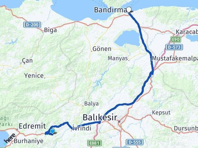 Kobaklar Bandırma İDO Feribot İskelesi Arası Kaç Km - Yol Tarifi