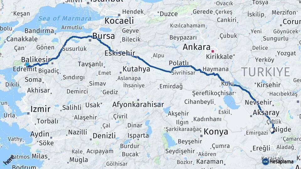 Havran Niğde Arası Kaç Km - Yol Tarifi