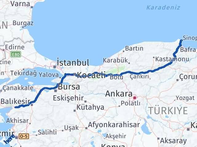 Havran Sinop Arası Kaç Km - Yol Tarifi