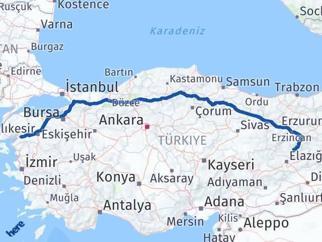 Havran Tunceli Arası Kaç Km - Yol Tarifi