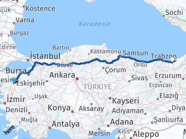 Balıkesir Hayrat Arası Kaç Km - Yol Tarifi