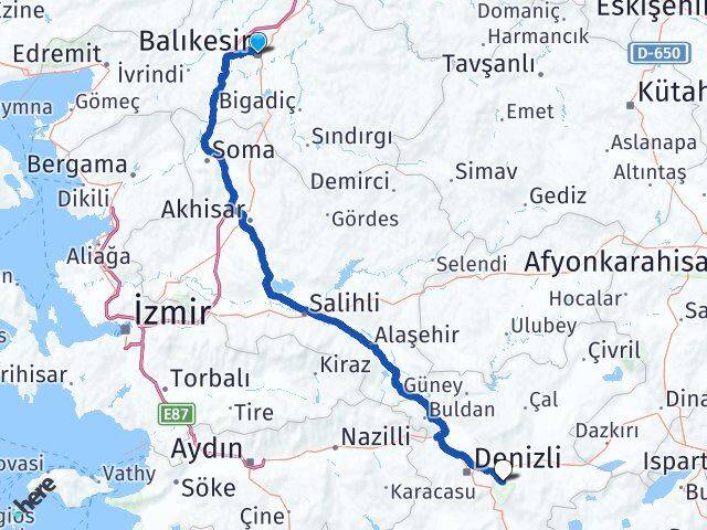 Balıkesir Honaz Denizli Arası Kaç Km - Yol Haritası