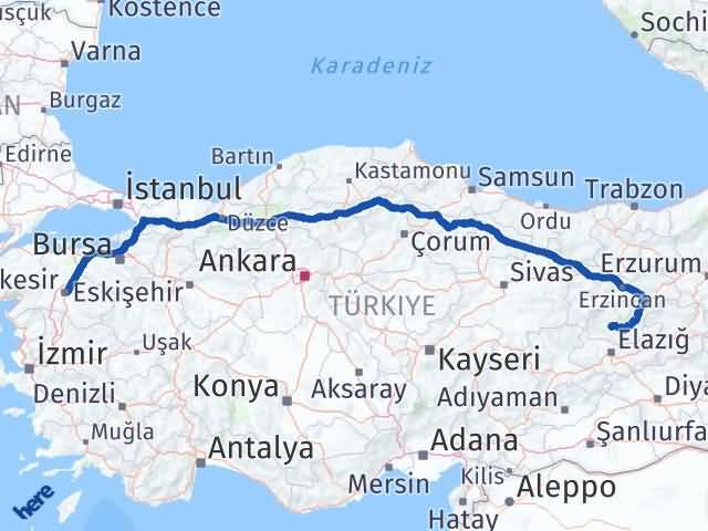Balıkesir Hozat Tunceli Arası Kaç Km - Yol Haritası