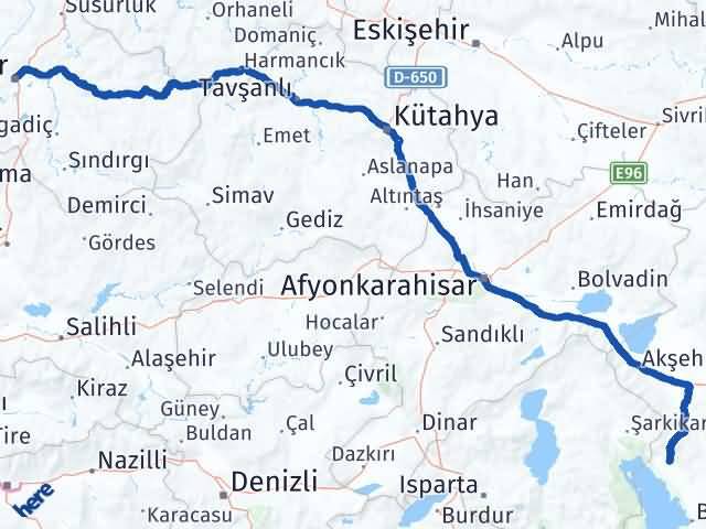 Balıkesir Hüyük Konya Arası Kaç Km - Yol Haritası