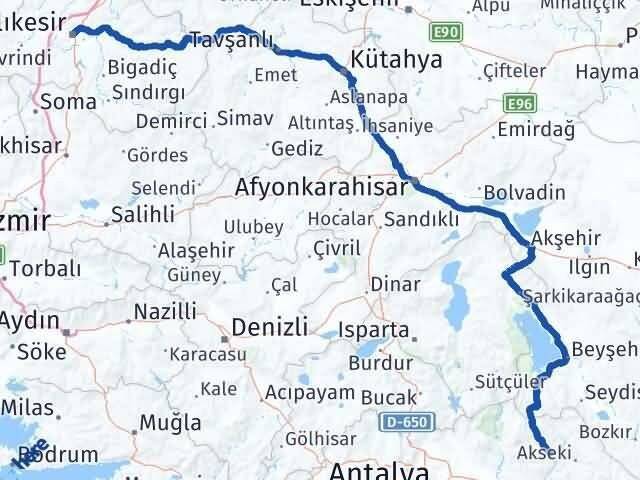 Balıkesir İbradı Antalya Arası Kaç Km - Yol Haritası
