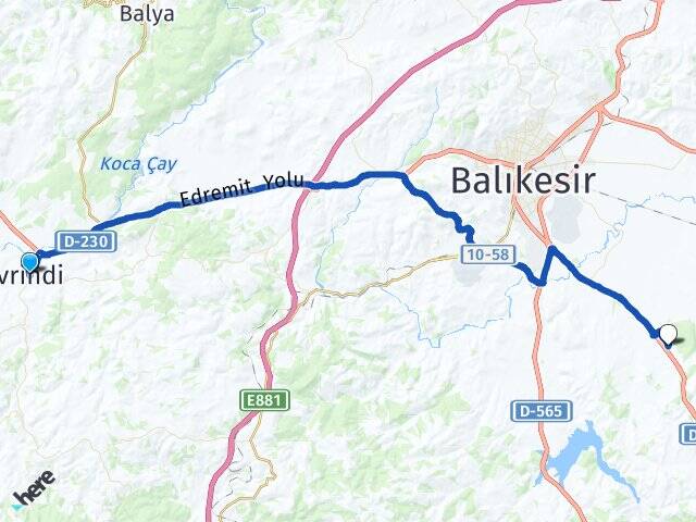 Balıkesir İvrindi Balıkesir Üniversitesi Arası Kaç Km - Yol Haritası