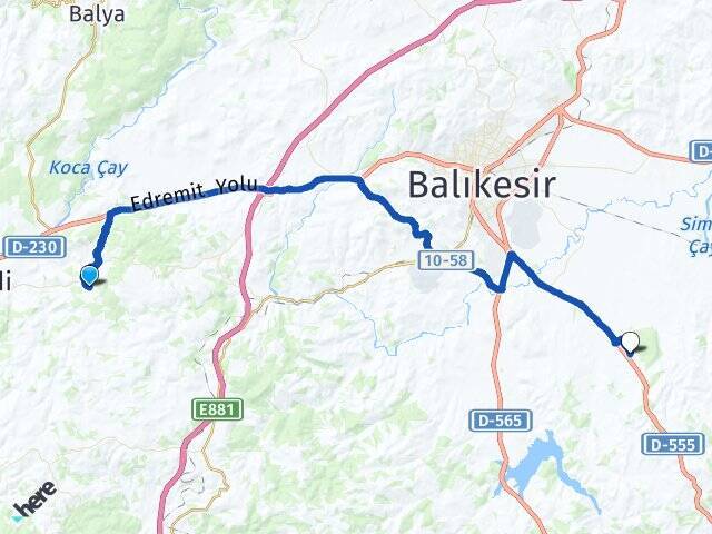 Eriklikömürcü Balıkesir Üniversitesi Arası Kaç Km - Yol Tarifi