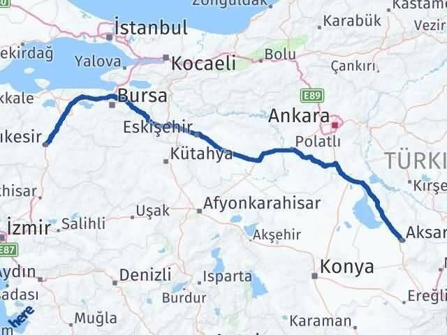Karesi Aksaray Arası Kaç Km - Yol Tarifi