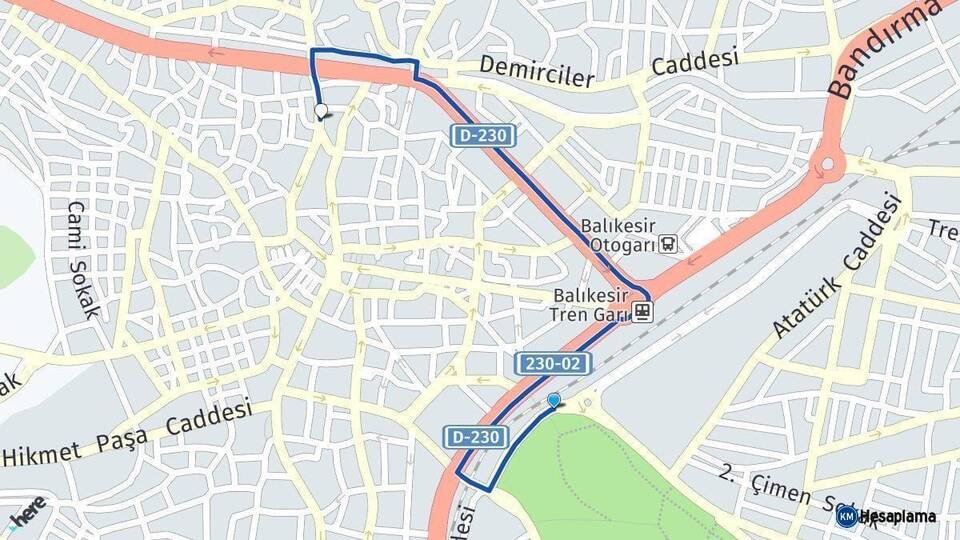 Balıkesir Karesi Arası Kaç Km - Yol Haritası
