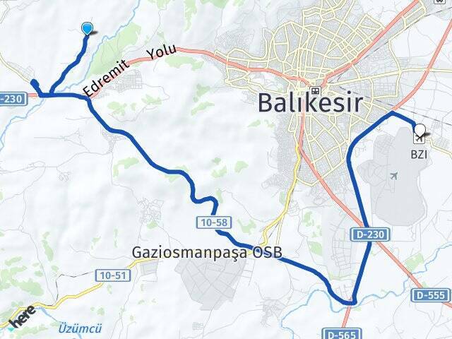 Kalaycılar Balıkesir Merkez Havalimanı Arası Kaç Km - Yol Tarifi