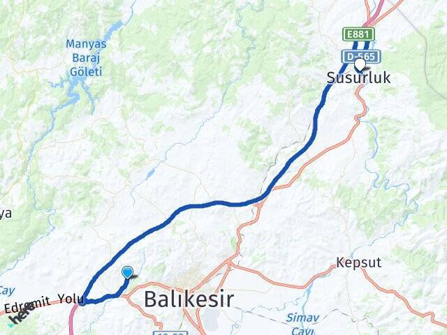 Kalaycılar Balıkesir Otogarı Arası Kaç Km - Yol Tarifi