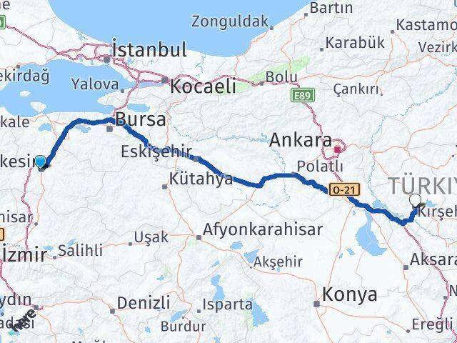 Karesi Kırşehir Arası Kaç Km - Yol Tarifi