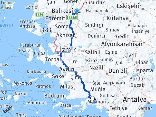 Karesi Muğla Arası Kaç Km - Yol Tarifi