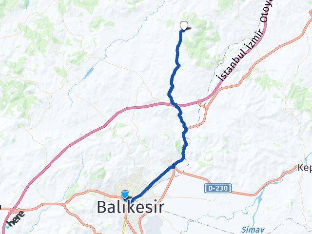 Balıkesir Karesi Yaylabayır Karesi Arası Kaç Km - Yol Haritası