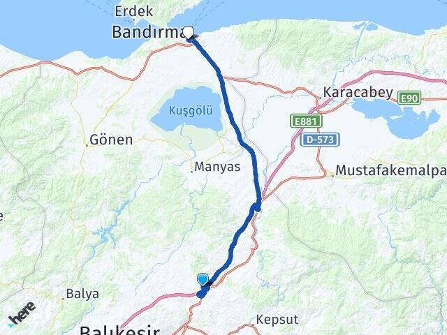 Yeniköy Bandırma Tren Garı Arası Kaç Km - Yol Tarifi
