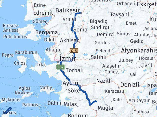 Balıkesir Kavaklıdere Muğla Arası Kaç Km - Yol Haritası
