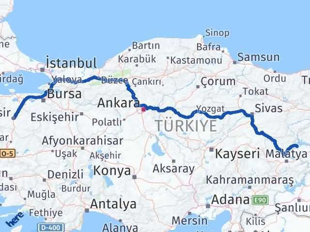 Balıkesir Keban Elazığ Arası Kaç Km - Yol Haritası