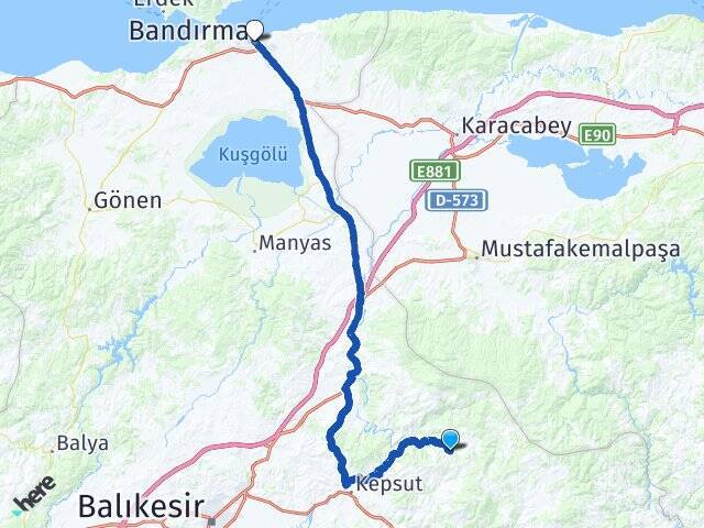 Gökköy Bandırma İDO Feribot İskelesi Arası Kaç Km - Yol Tarifi