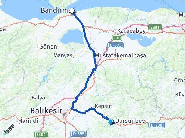 Işıklar Bandırma Tren Garı Arası Kaç Km - Yol Tarifi