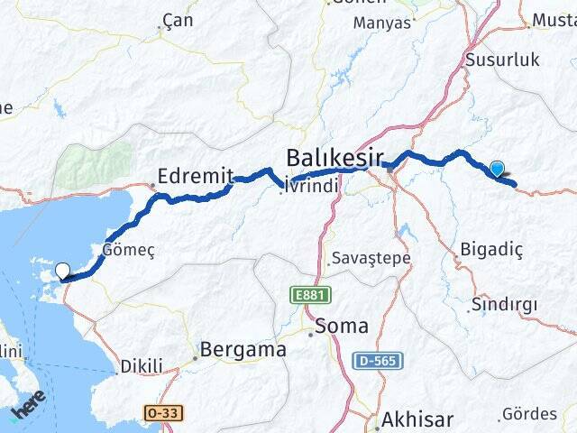 Karacaağaç Ayvalık Feribot Terminali Arası Kaç Km - Yol Tarifi