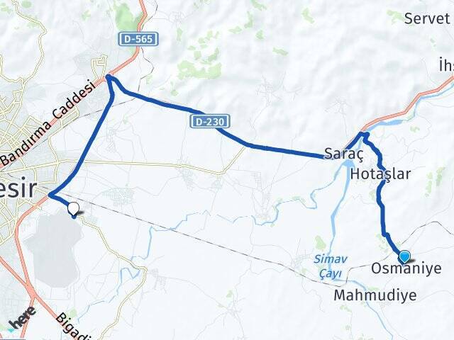 Osmaniye Balıkesir Merkez Havalimanı Arası Kaç Km - Yol Tarifi
