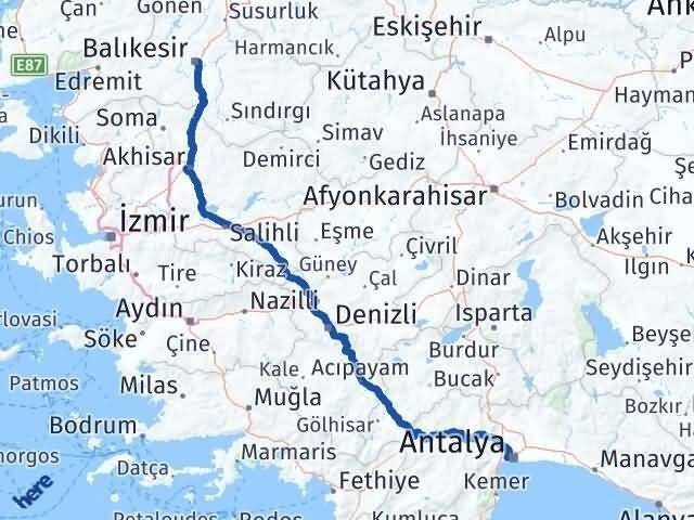 Balıkesir Konyaaltı Arası Kaç Km - Yol Tarifi