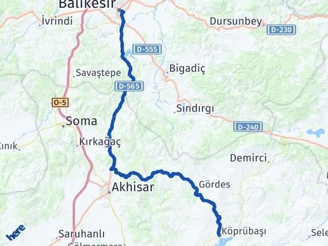 Balıkesir Köprübaşı Manisa Arası Kaç Km - Yol Haritası