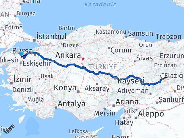 Manyas Elazığ Arası Kaç Km - Yol Tarifi