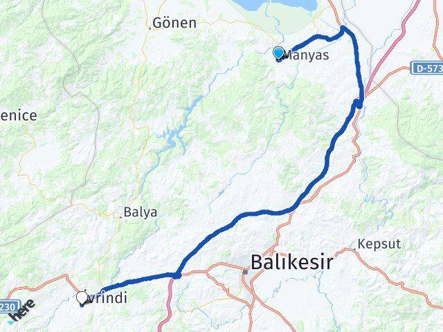 Balıkesir Manyas İvrindi Arası Kaç Km - Yol Haritası