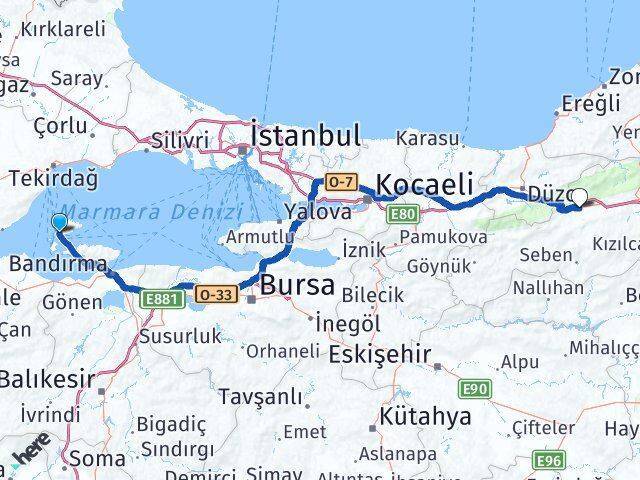 Marmara Bolu Arası Kaç Km - Yol Tarifi