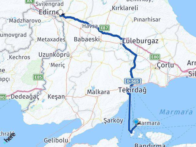 Marmara Edirne Arası Kaç Km - Yol Tarifi
