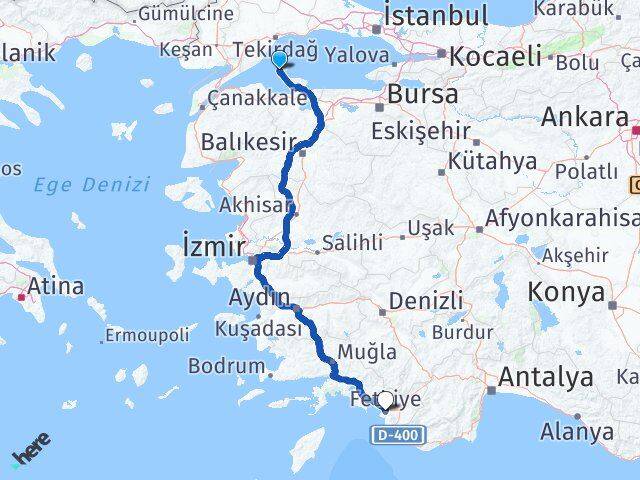 Balıkesir Marmara Fethiye Muğla Arası Kaç Km - Yol Haritası