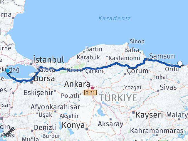 Marmara Giresun Arası Kaç Km - Yol Tarifi