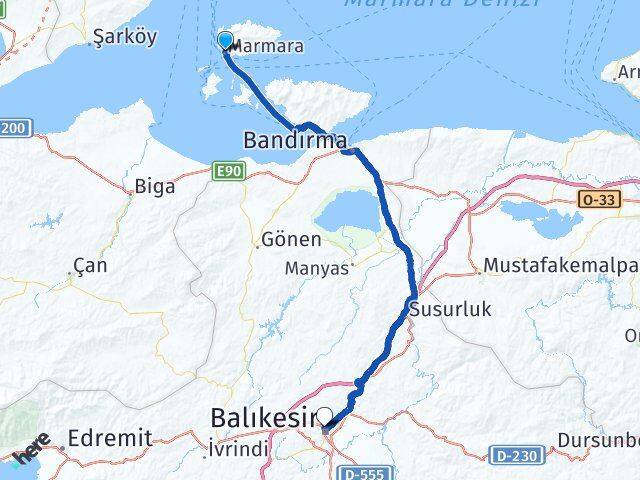 Balıkesir Marmara Karesi Arası Kaç Km - Yol Haritası