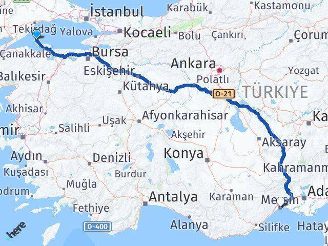 Marmara Mersin Arası Kaç Km - Yol Tarifi