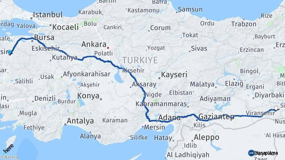Balıkesir Midyat Mardin Arası Kaç Km - Yol Haritası
