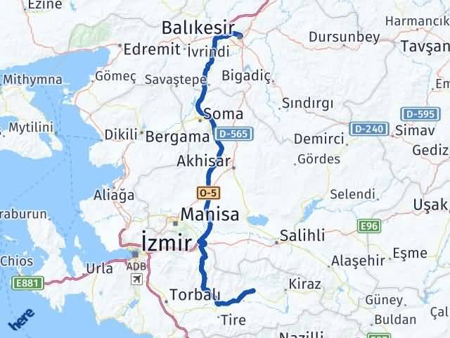 Balıkesir Ödemiş İzmir Arası Kaç Km - Yol Haritası