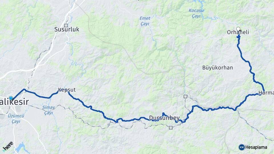 Balıkesir Orhaneli Arası Kaç Km - Yol Tarifi