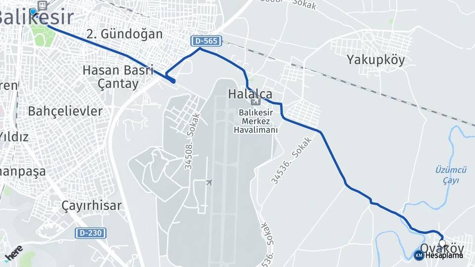 Balıkesir Ovaköy Altıeylül Arası Kaç Km - Yol Haritası