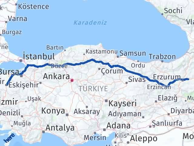Balıkesir Pasinler Erzurum Arası Kaç Km - Yol Haritası