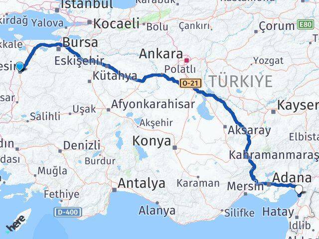 Balıkesir Payas Hatay Arası Kaç Km - Yol Haritası
